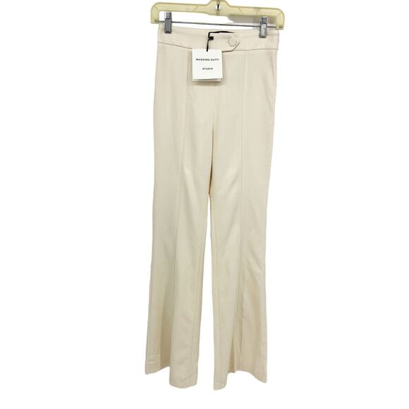 Massimo Dutti Cream Wide Leg Lined Technical Trousers Size 2 NWT - Picture 2 of 13